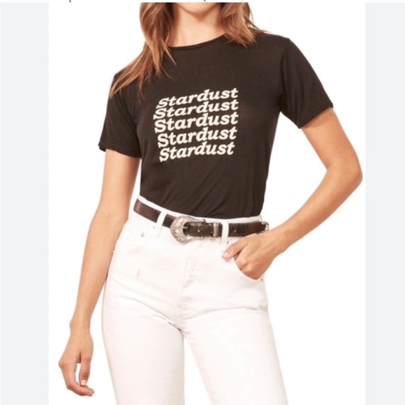 Reformation Tops - Reformation Stardust Tee In Black